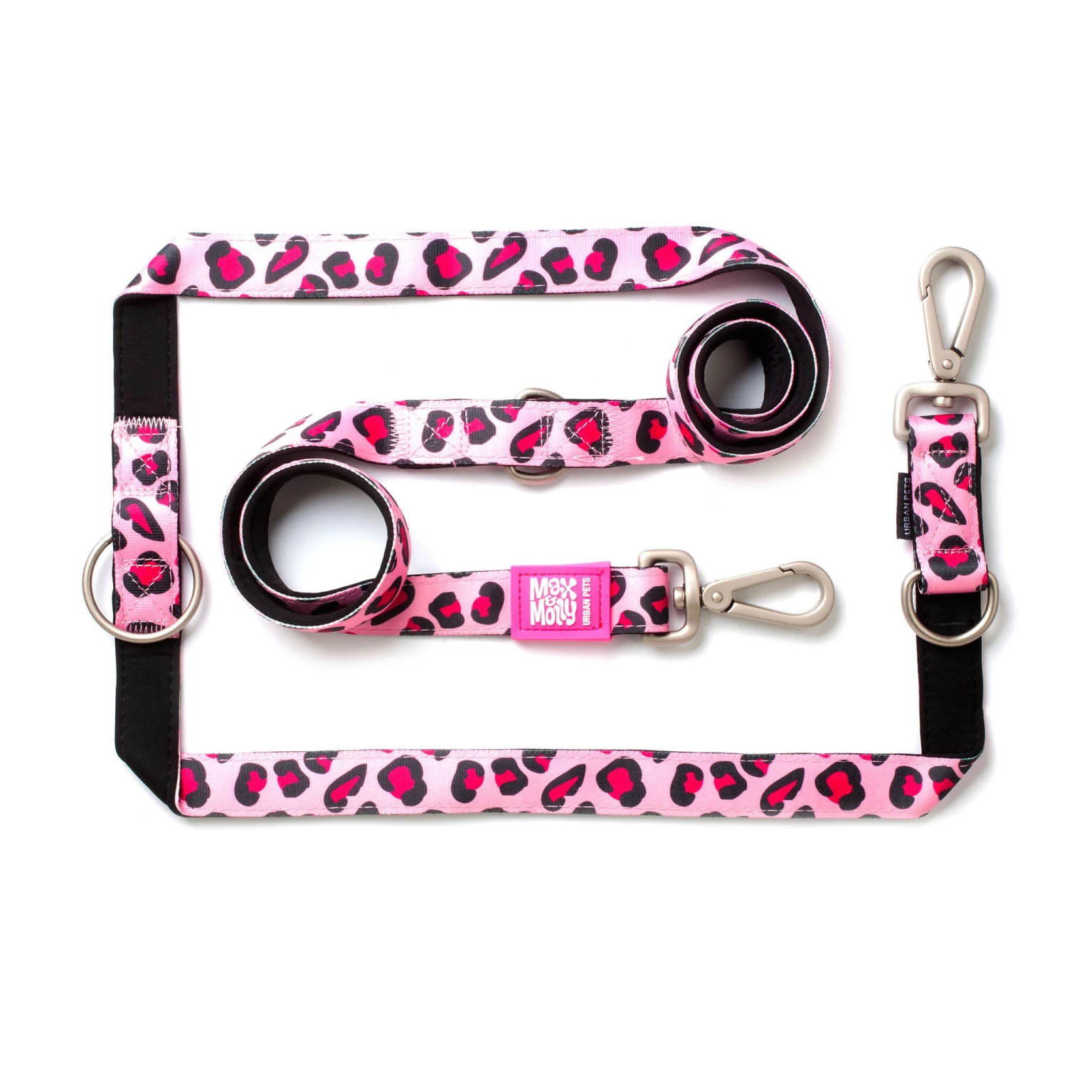 Max & Molly Multi-Function Hondenriem - Leopard Pink - Afbeelding 2